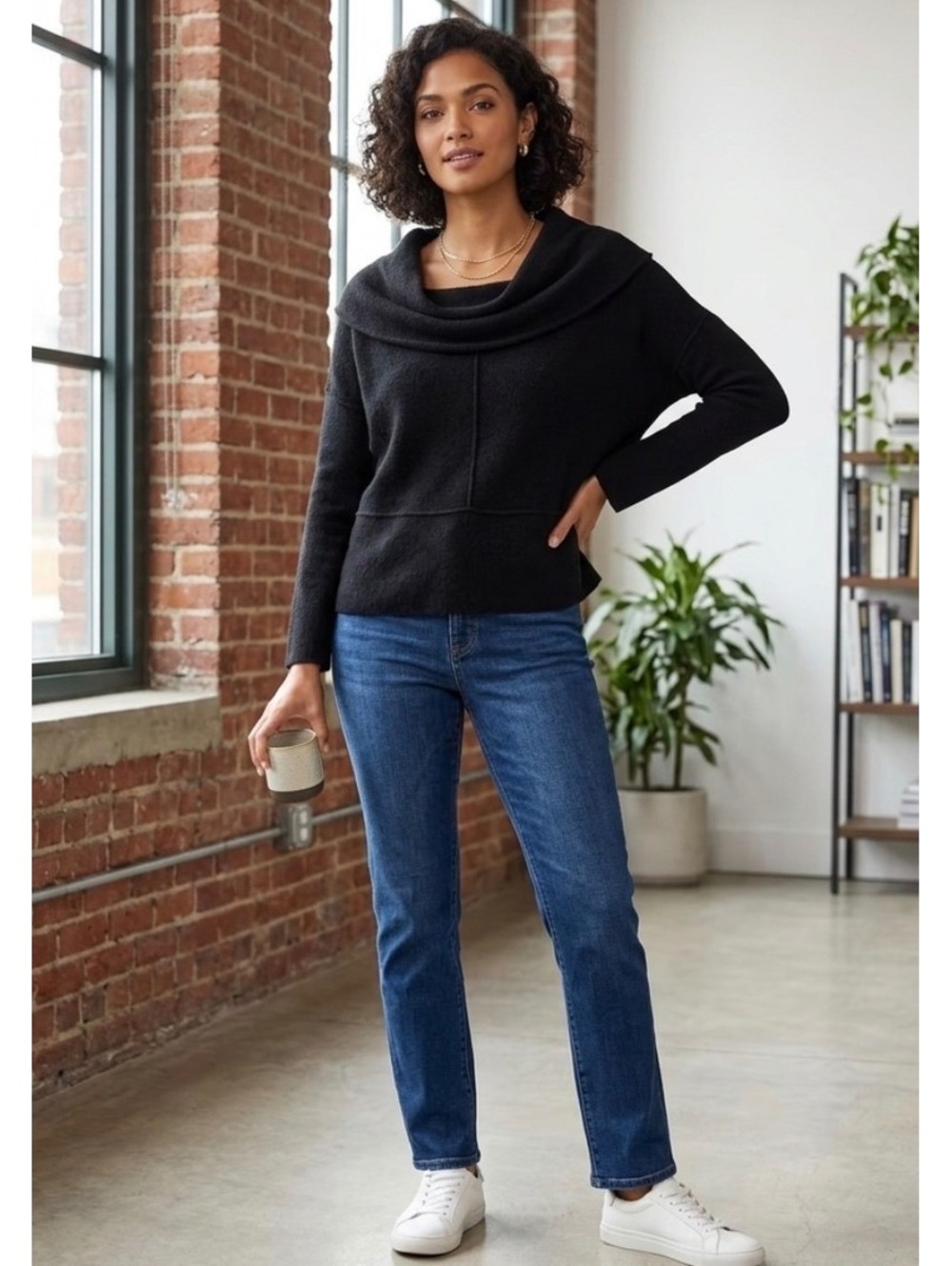 Free People Black Cowl Neck Sweater Women’s Size XS